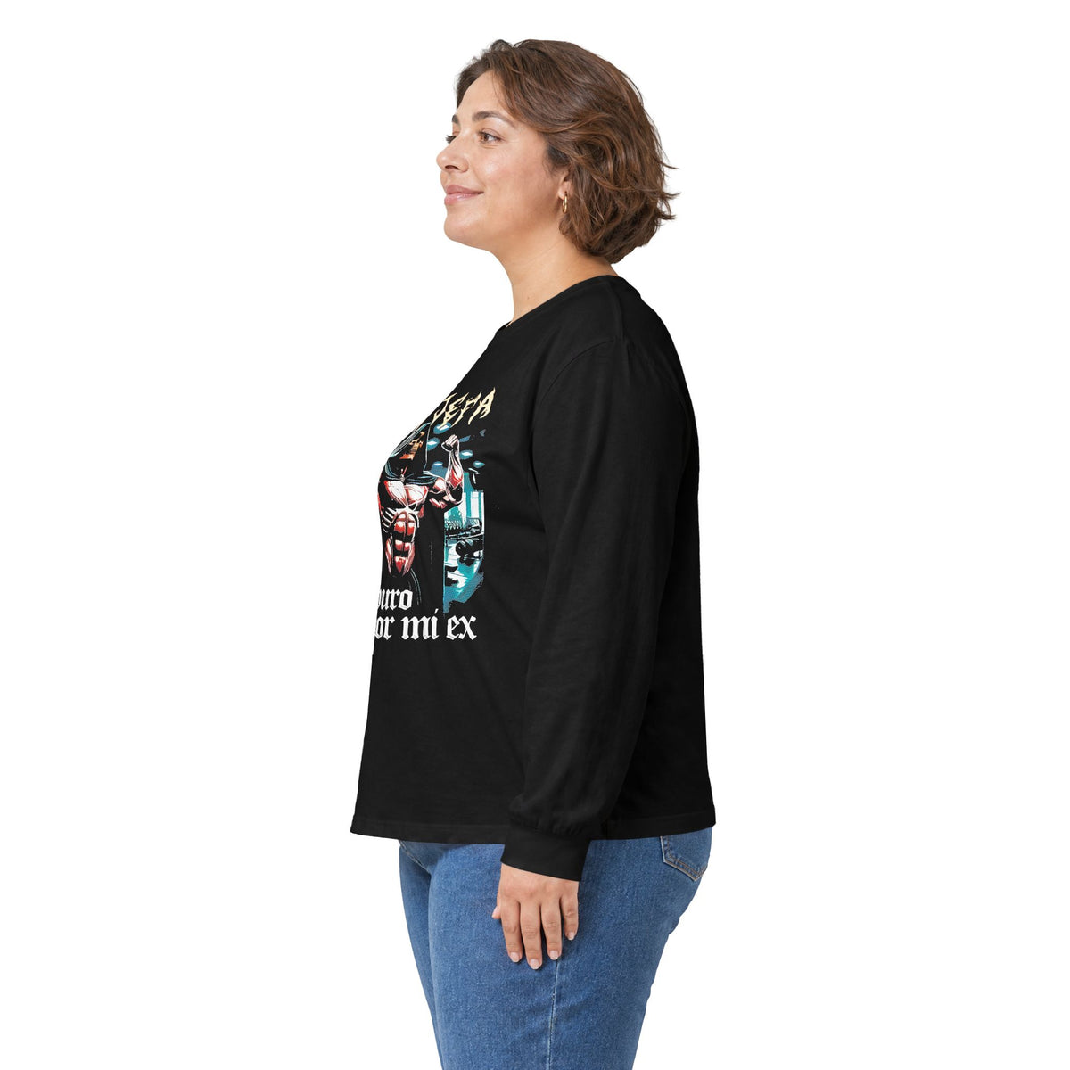 Camiseta Manga Longa Estampada Caveira HARD-NOISE