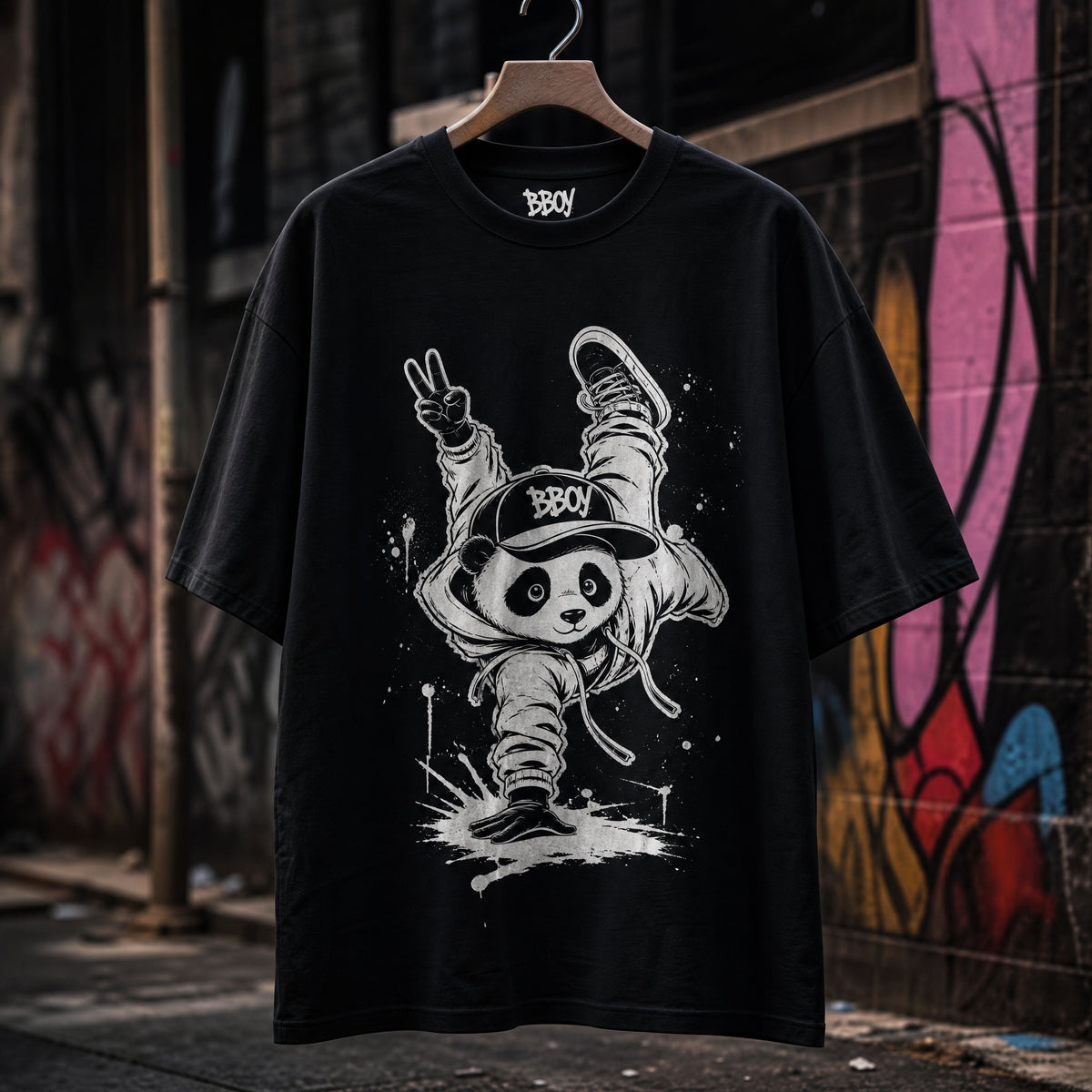 Camiseta Estampada Hip Hop Beats Panda Hero